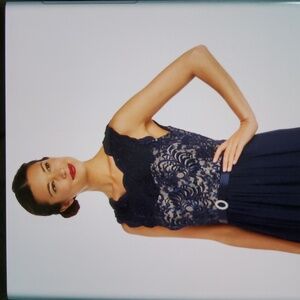 Long Navy R & M Richards formal gown